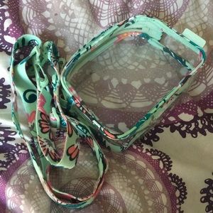 Clear Turquoise print mini Vera Bradley bag